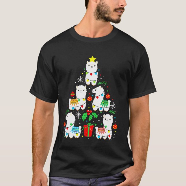 Camiseta Llama Navidad Tree Ornament Decor Gi (Anverso)