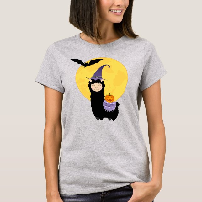 Camiseta Llama negra de Halloween (Anverso)