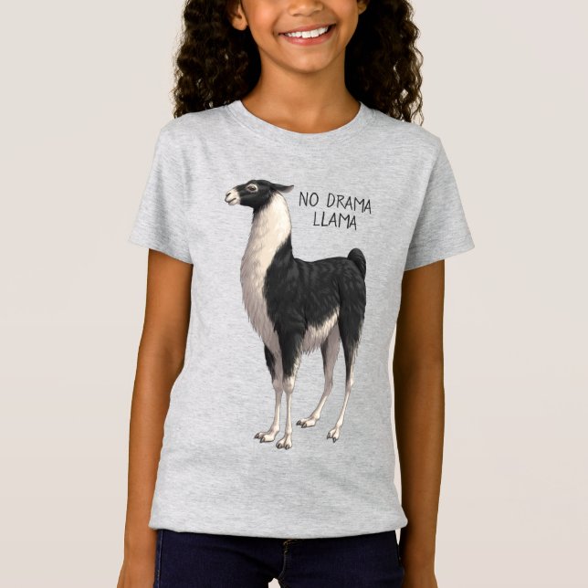 Camiseta Llama negra y blanca sin drama (Anverso)