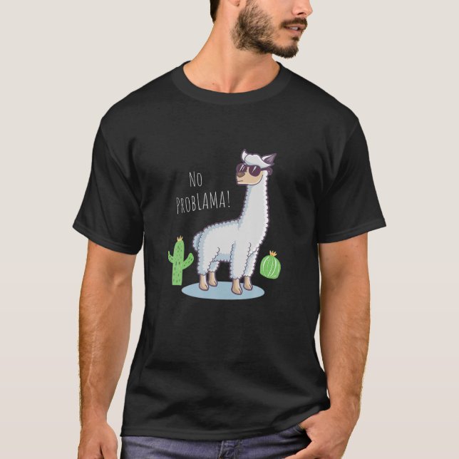 Camiseta Llama No Problama Graciosa Lama Cactus (Anverso)
