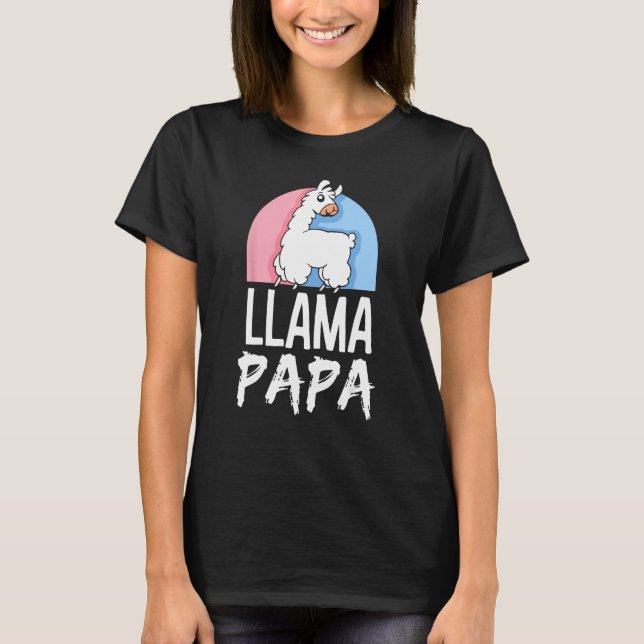 Camiseta Llama Papa Cute Pet Animal  Dad Father Daddy Fathe (Anverso)
