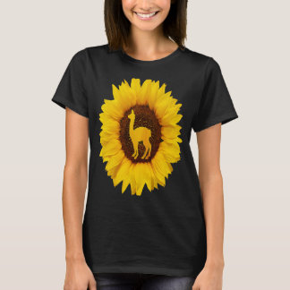 Camiseta Llama para mujeres hombres Alpaca Animal Sunflower