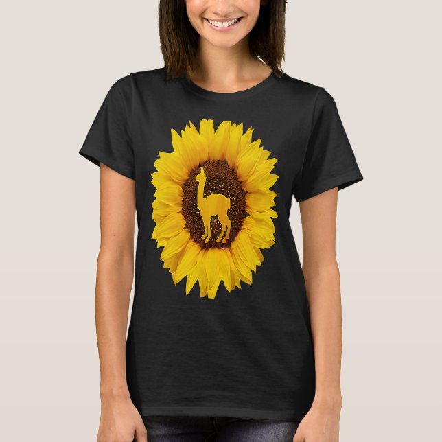 Camiseta Llama para mujeres hombres Alpaca Animal Sunflower (Anverso)