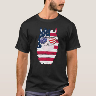 Camiseta Llama patriótica de EE.UU. Bandera de EE.UU. vales
