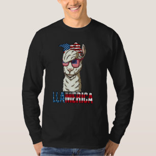 Camiseta Llama Patriótica Usa 4 De Julio Blanco Rojo Y Azul