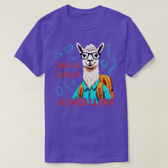 Camiseta Llama positiva con lentes y mochila escolar (Diseño del anverso)