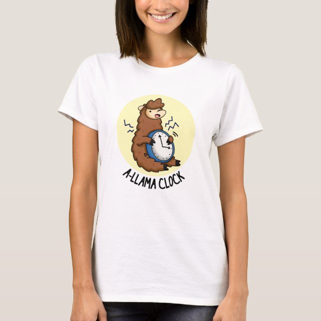 Camiseta Llama Pun, curiosa del reloj de la llama (Anverso)
