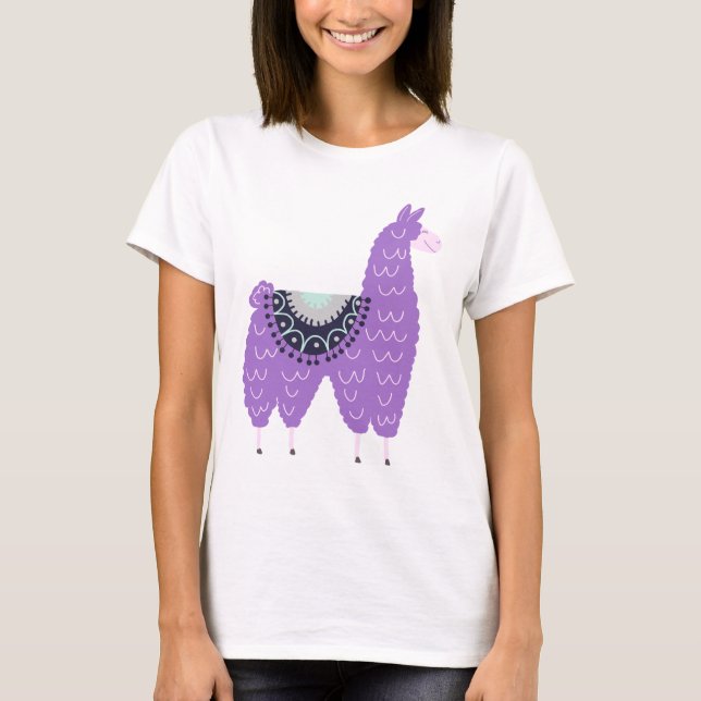 Camiseta Llama púrpura linda (Anverso)