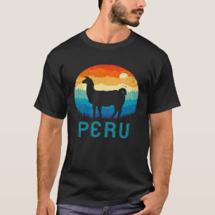 Camiseta Llama Retro Machu Picchu Perú Vintage Alpaca Nazca