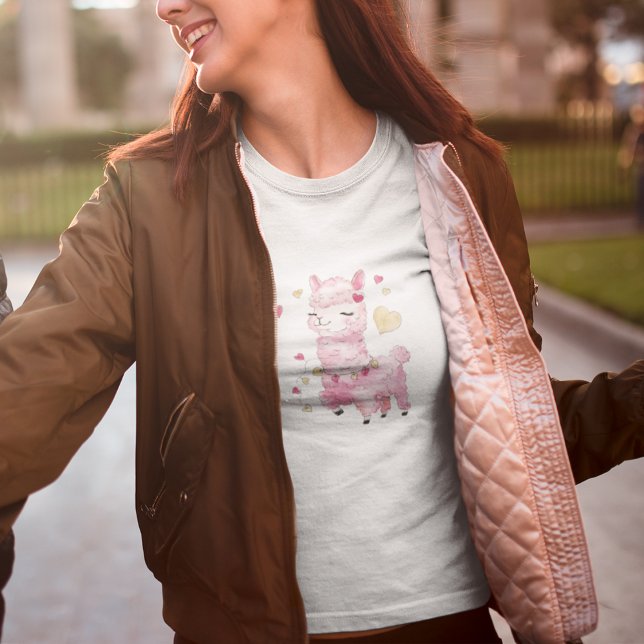 Camiseta Llama rosa acuarela (Subido por el creador)
