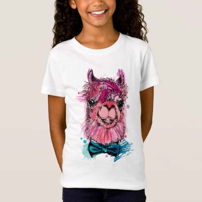 Camiseta Llama rosada linda (Anverso)