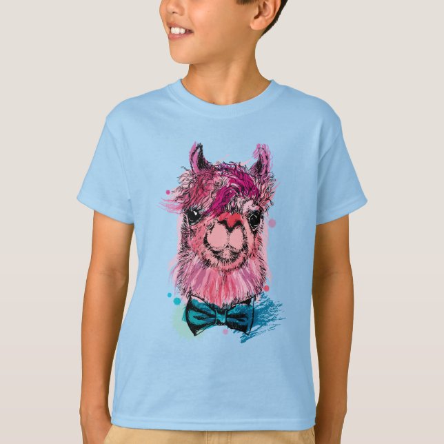 Camiseta Llama rosada linda (Anverso)