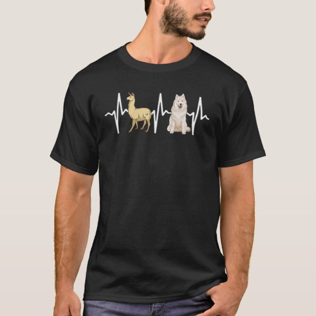 Camiseta Llama Samoyed Heartbeat Dog (Anverso)