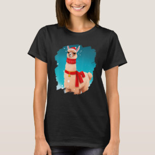Camiseta Llama Santa Claus Gorras Navidades Cute Alpaca Lla