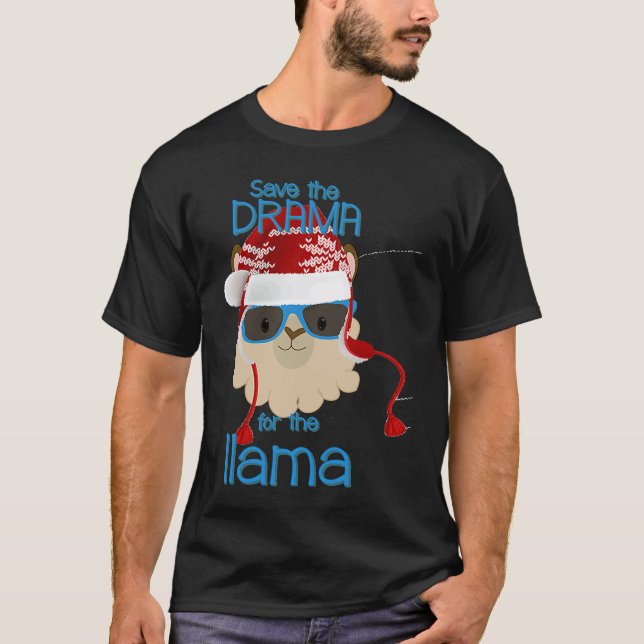 Camiseta Llama Save The Drama No Prob Christmas Holiday (Anverso)