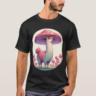 Camiseta Llama sonriente simple de Kawaii en Gorra hongo