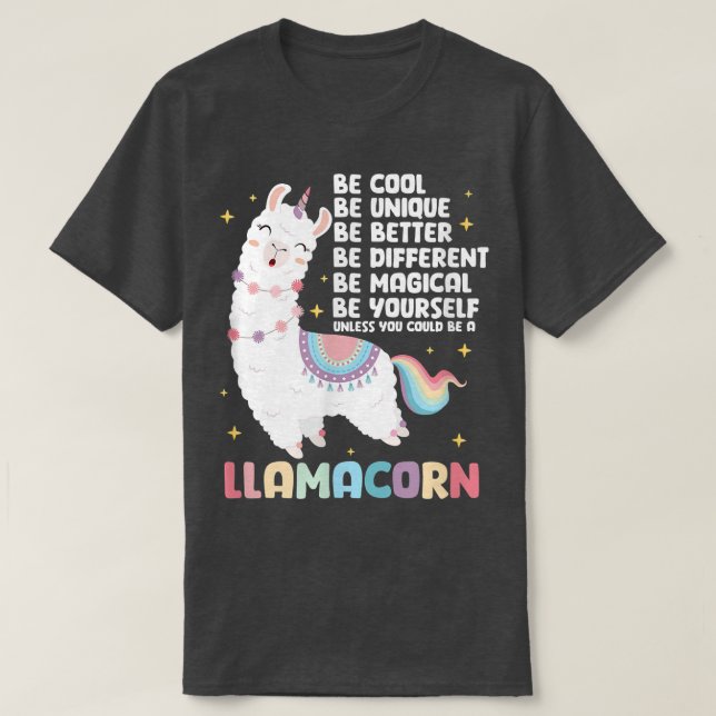Camiseta Llama unicornio ser una llamacora  (Diseño del anverso)