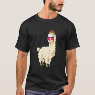 Camiseta Llama Usando Gafas De Sol Y Bandera Británica De L