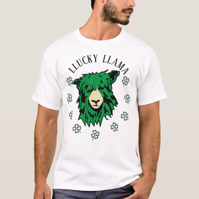 Camiseta Llama verde afortunada del Día de San Patricio (Anverso)
