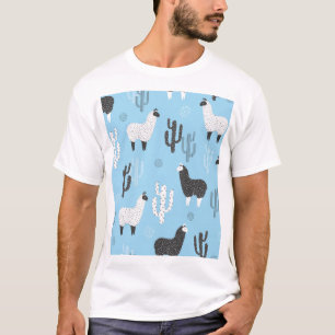 Camiseta Llama y cactus, lindo patrón.