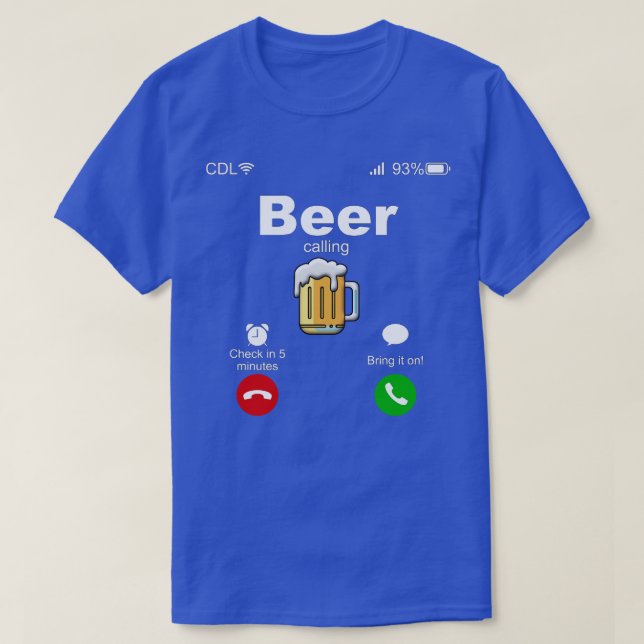 Camiseta Llamada de cerveza (Diseño del anverso)