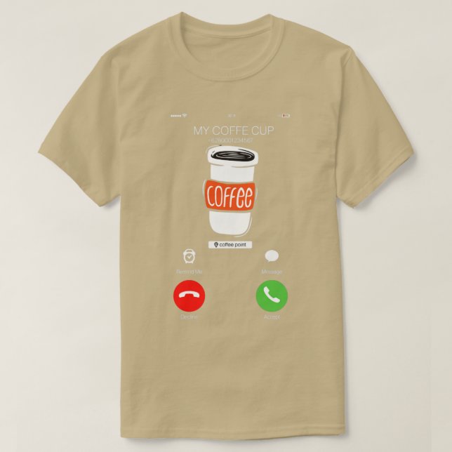 Camiseta llamada desde café (Diseño del anverso)