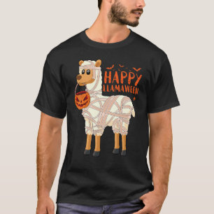 Camiseta Llamada feliz entre Halloween Llama bomba de momia