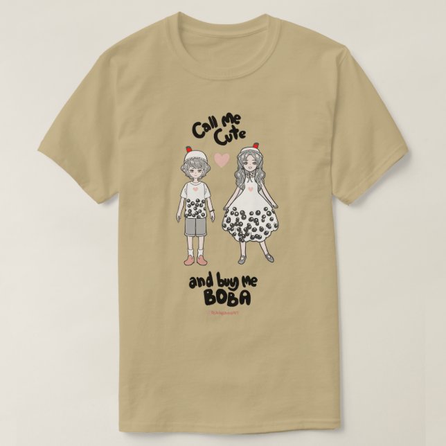 Camiseta Llámame Cute y cómprame Boba (Diseño del anverso)