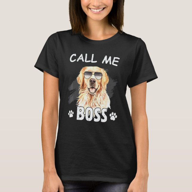 Camiseta Llámame jefe perro de raza Retriever dorado (Anverso)