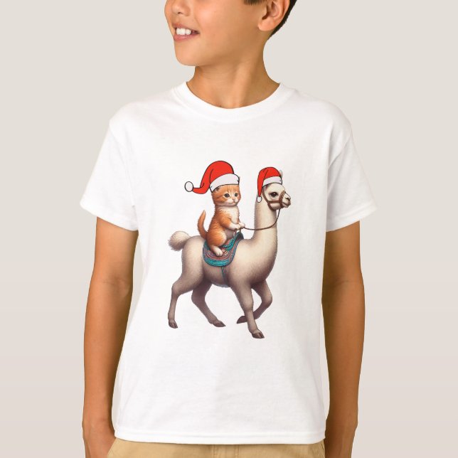 Camiseta Llaman a un gato navidad, llama navideña y gatito (Anverso)