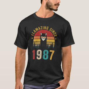 Camiseta Llamando desde 1987 Llama usando funn gafas de sol
