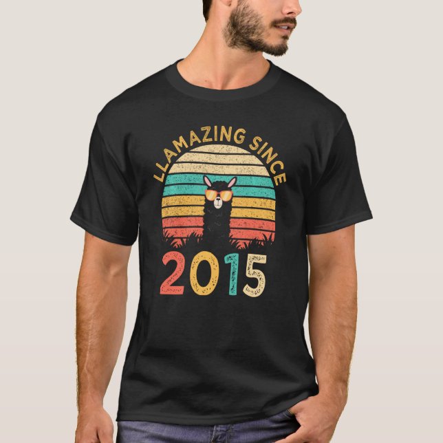 Camiseta Llamando desde 2015 Llama usando funn gafas de sol (Anverso)