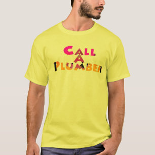Camiseta Llamar a un fontanero hombres amarillos
