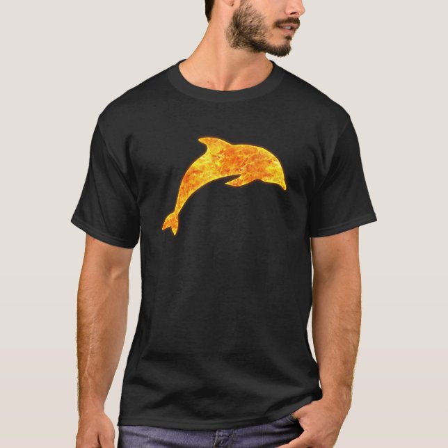 Camiseta Llamas ardientes de peces delfines (Anverso)