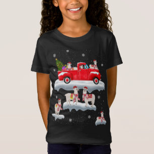 Camiseta Llamas conduciendo árbol de Navidad Camión Rojo Ll