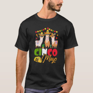 Camiseta Llamas cutas con sombrero Cinco de Mayo mexicano