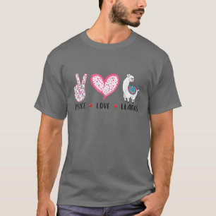 Camiseta Llamas de amor por la paz. Alpaca estilo retro
