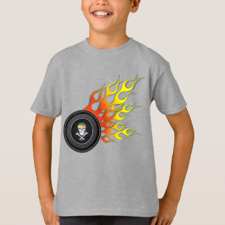 Camiseta Llamas de la rueda de cráneo de la Carreras