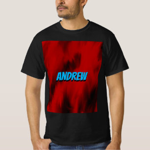 Camiseta Llamas negras rojas modernas de moda geométrica 1