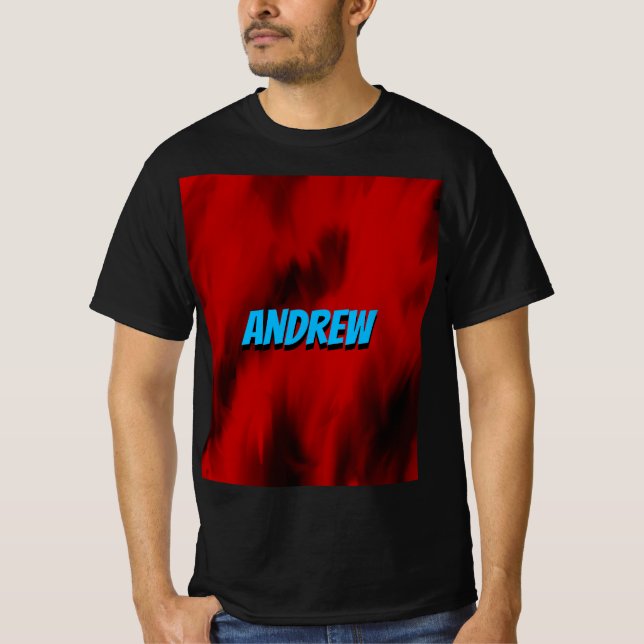 Camiseta Llamas negras rojas modernas de moda geométrica 1 (Anverso)