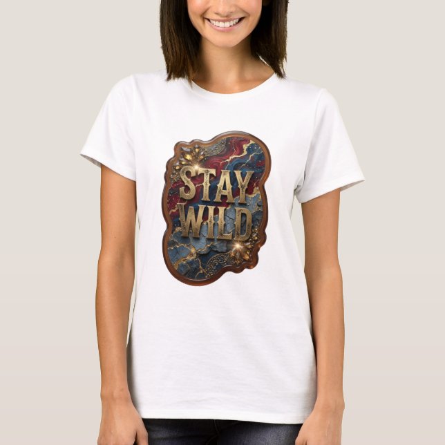 Camiseta llamativa de oro STAY WILD (Anverso)