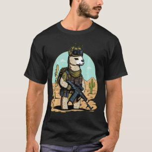 Camiseta Llamativo Soldado Llama Ejército Militar Alpaca Ma