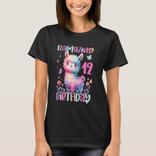 Camiseta Llamazing 12th Birthday Cute Llama Family Party Al (Anverso)