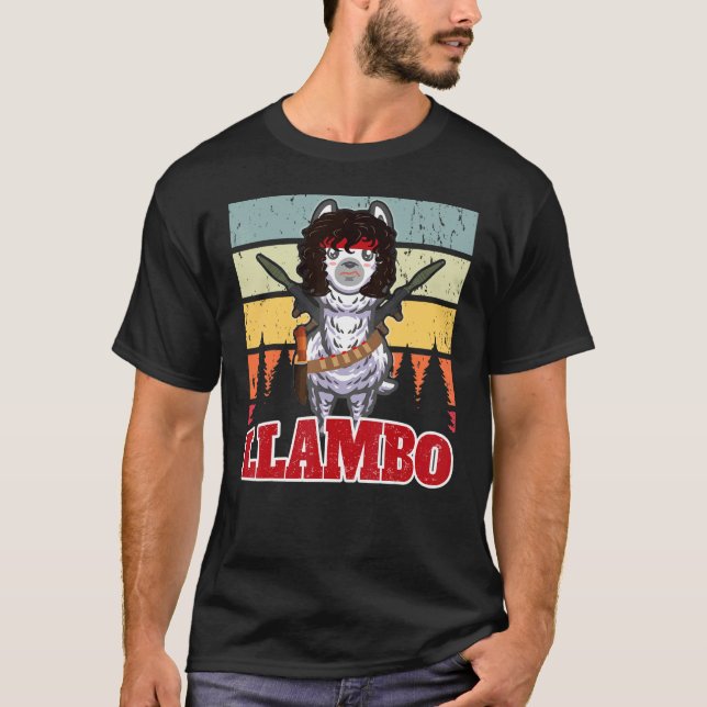Camiseta Llambo Militar Llama Commando Hilarious Presente (Anverso)