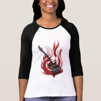 Camiseta llameante de la guitarra