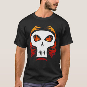 Camiseta llameante del cráneo