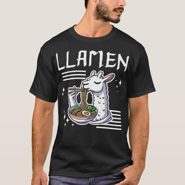Camiseta Llamen cute llama comiendo Ramen (Anverso)