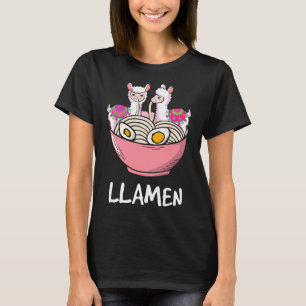 Camiseta Llamen Llama comiendo Ramen