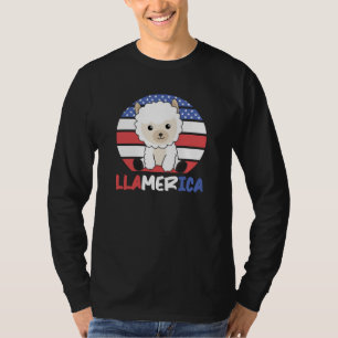 Camiseta Llamerica Funny Llama 4 De Julio Bandera Estadouni