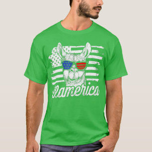 Camiseta Llamerica Patriótica Llama Graciosa Llama 4 de Jul